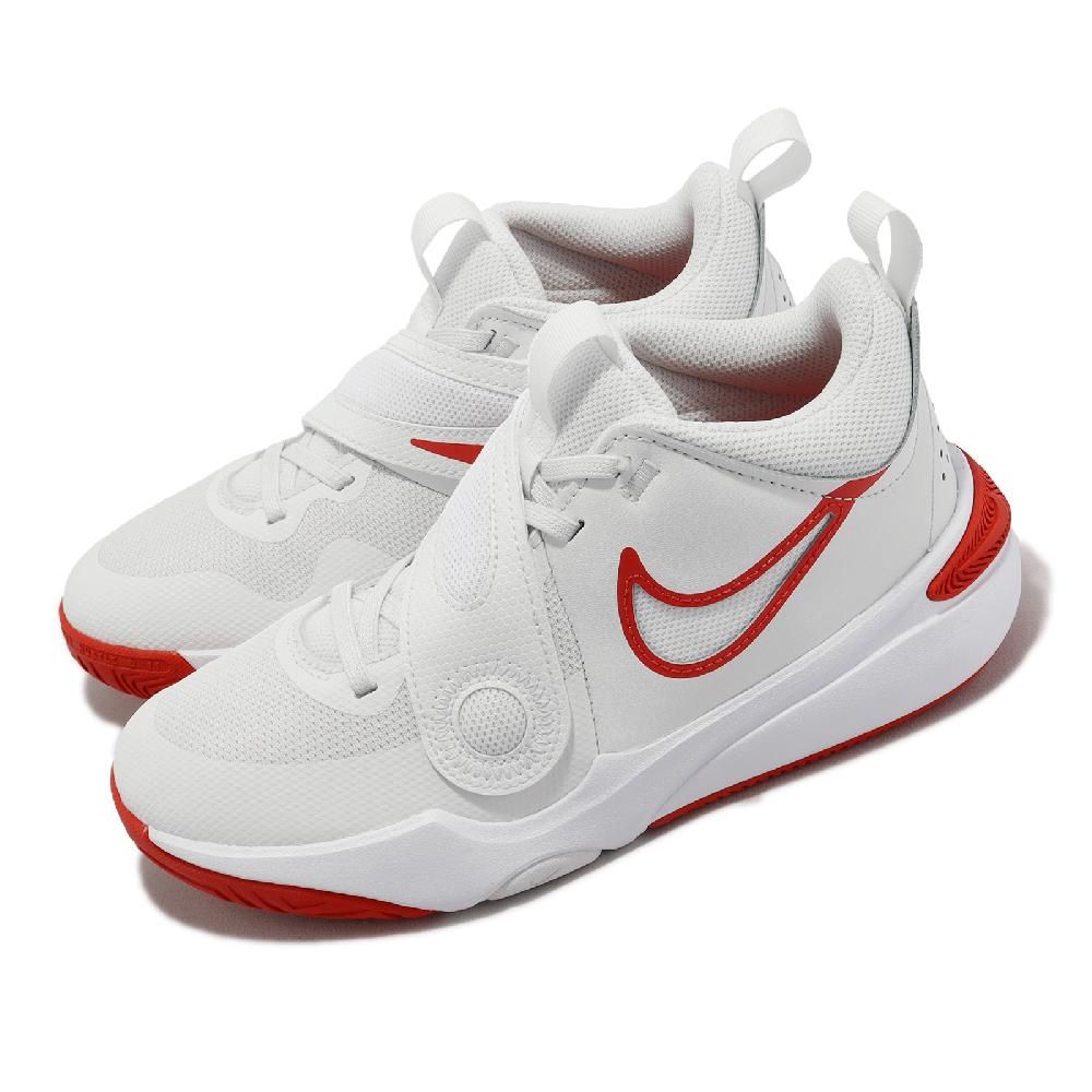 NIKE 耐吉 籃球鞋 Team Hustle D 11 GS 大童鞋 女鞋 白 紅 魔鬼氈 運動鞋 DV8996-102