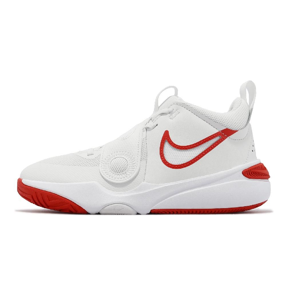 NIKE 耐吉 籃球鞋 Team Hustle D 11 GS 大童鞋 女鞋 白 紅 魔鬼氈 運動鞋 DV8996-102