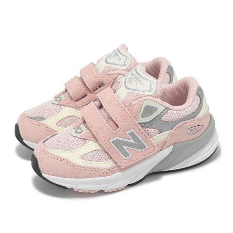 New Balance 紐巴倫 童鞋 990 V6 寬楦 小童 粉紅 雲霧粉 白 學步鞋 魔鬼氈 休閒鞋 NB IV990PK6-W