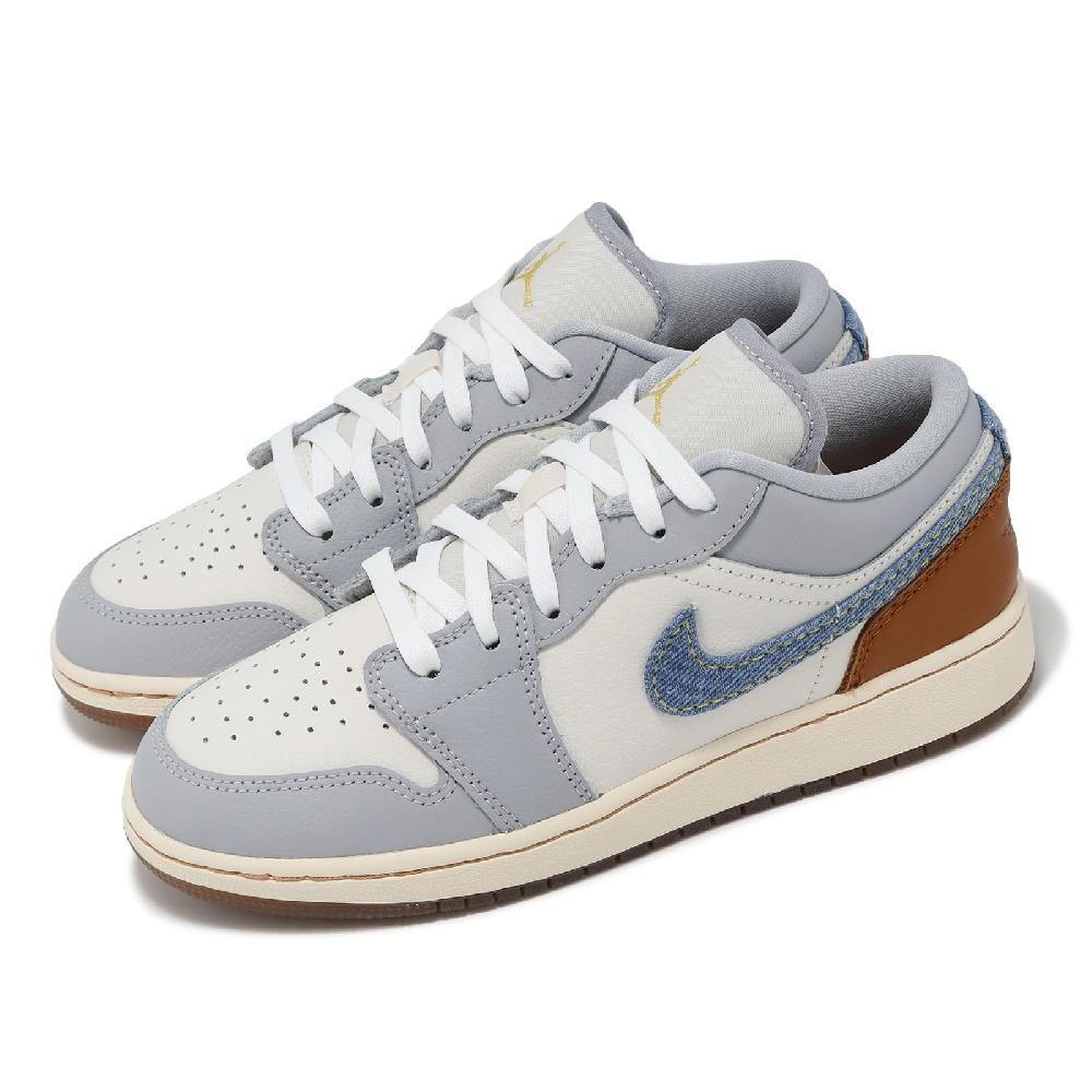 NIKE 耐吉 休閒鞋 Air Jordan 1 Low SE GS 大童 女鞋 藍灰 棕 單寧 牛仔 AJ1 FZ5046-041