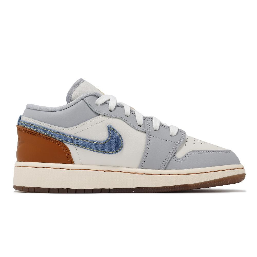 NIKE 耐吉 休閒鞋 Air Jordan 1 Low SE GS 大童 女鞋 藍灰 棕 單寧 牛仔 AJ1 FZ5046-041