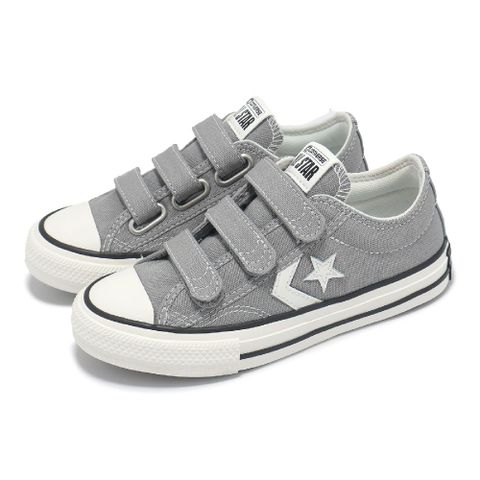 CONVERSE 匡威 休閒鞋 Star Player 76 3V 中童 灰 白 魔鬼氈 小朋友 帆布鞋 A10735C