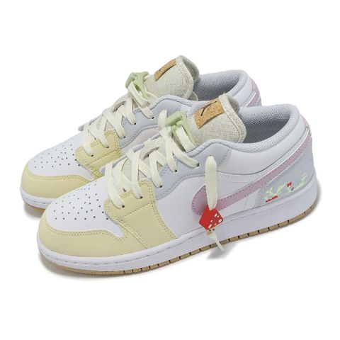 NIKE 耐吉 休閒鞋 Air Jordan 1 Low GS 大童 女鞋 蘑菇 奶油黃 粉紅 AJ1 一代 IB8861-151