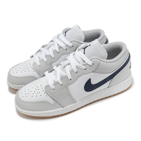 NIKE 耐吉 休閒鞋 Air Jordan 1 Low GS 大童 女鞋 灰 深藍 AJ1 膠底 一代 553560-146