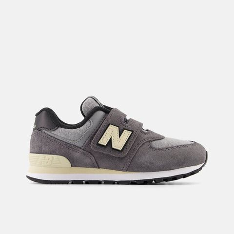 New Balance [PV574LGG] 中童 休閒鞋 經典 復古 W寬楦 NB 574 魔鬼氈 麂皮 百搭 深灰