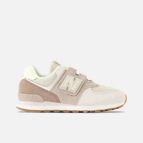 New Balance [PV574DGY] 中童 休閒鞋 經典 復古 W 寬楦 NB 574 魔鬼氈 舒適 百搭 奶茶