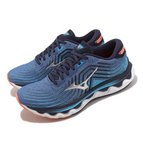 MIZUNO 美津濃 慢跑鞋 Wave Horizon 6 男鞋 藍 銀 緩震 運動鞋 J1GC2226-22