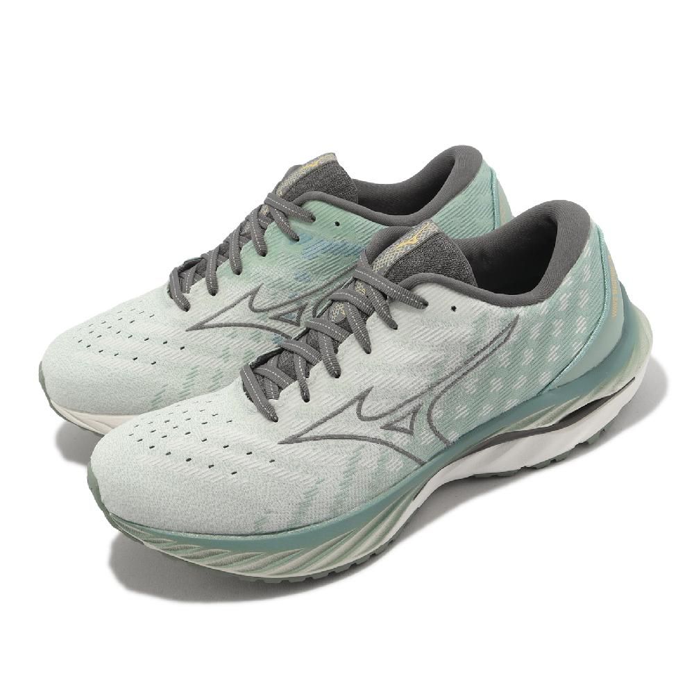 MIZUNO 美津濃   慢跑鞋 Wave Inspire 19 SSW 男鞋 綠 白 避震 反光 波浪片 運動鞋 J1GC2313-52