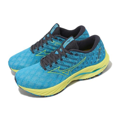 Mizuno 美津濃 慢跑鞋 Wave Inspire 19 超寬楦 男鞋 水藍 黃 避震 波浪片 J1GC2345-52