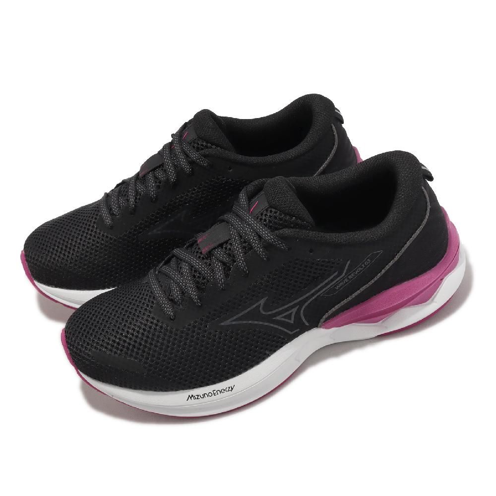 MIZUNO 美津濃   慢跑鞋 Wave Revolt 3 寬楦 女鞋 黑 粉紅 入門款 運動鞋 J1GD2385-21