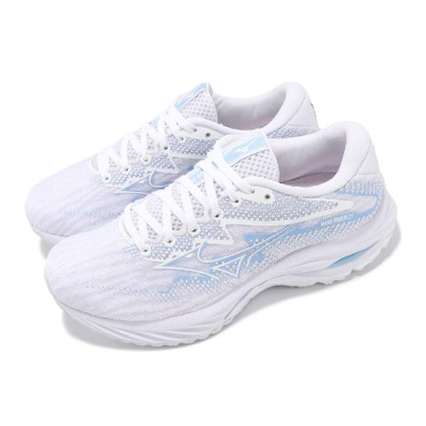 Mizuno 美津濃 慢跑鞋 Wave Rider 27 Super Wide 女鞋 藍 白 超寬楦 避震 運動鞋 J1GD2306-76