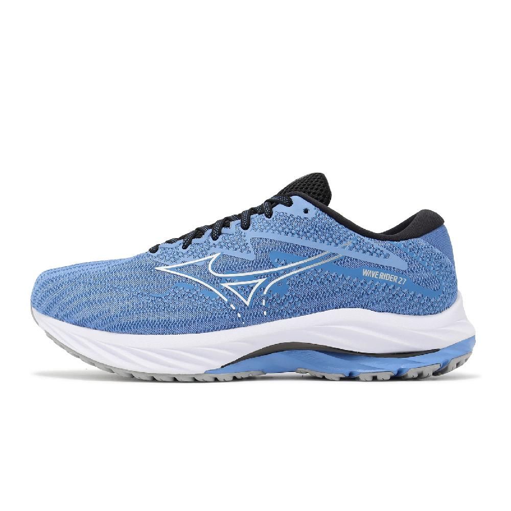 MIZUNO 美津濃   慢跑鞋 Wave Rider 27 Super Wide 男鞋 藍 黑 超寬楦 波浪片 J1GC2304-54