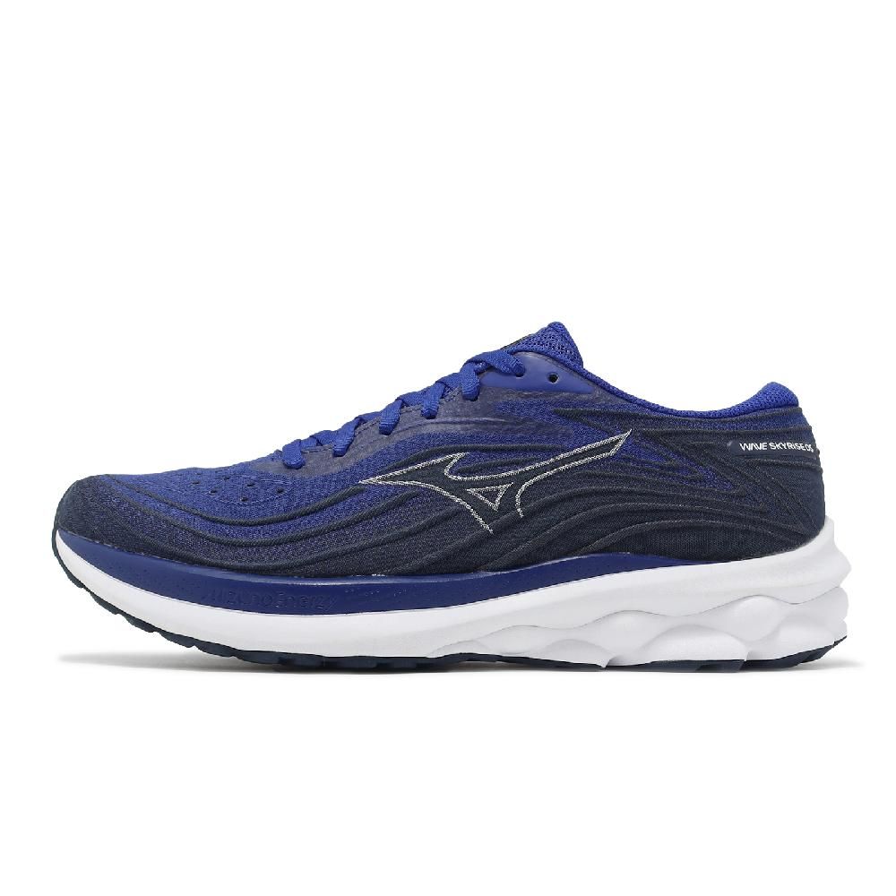 MIZUNO 美津濃   慢跑鞋 Wave Skyrise 5 Wide 男鞋 藍 黑 寬楦 高回彈 路跑 運動鞋 J1GC2423-03