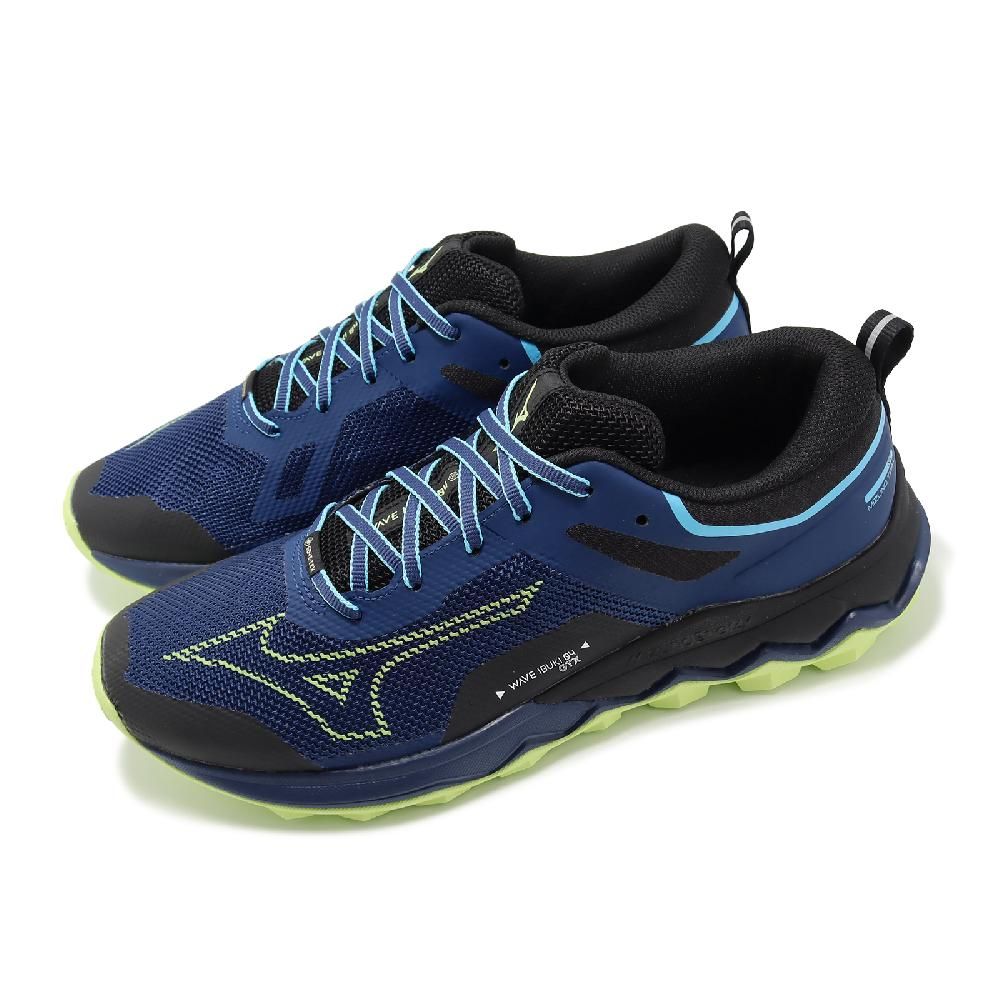 MIZUNO 美津濃   越野跑鞋 Wave Ibuki 4 GTX 男鞋 藍 綠 防水 輪胎大底 抓地 郊山 健行 J1GJ2259-62