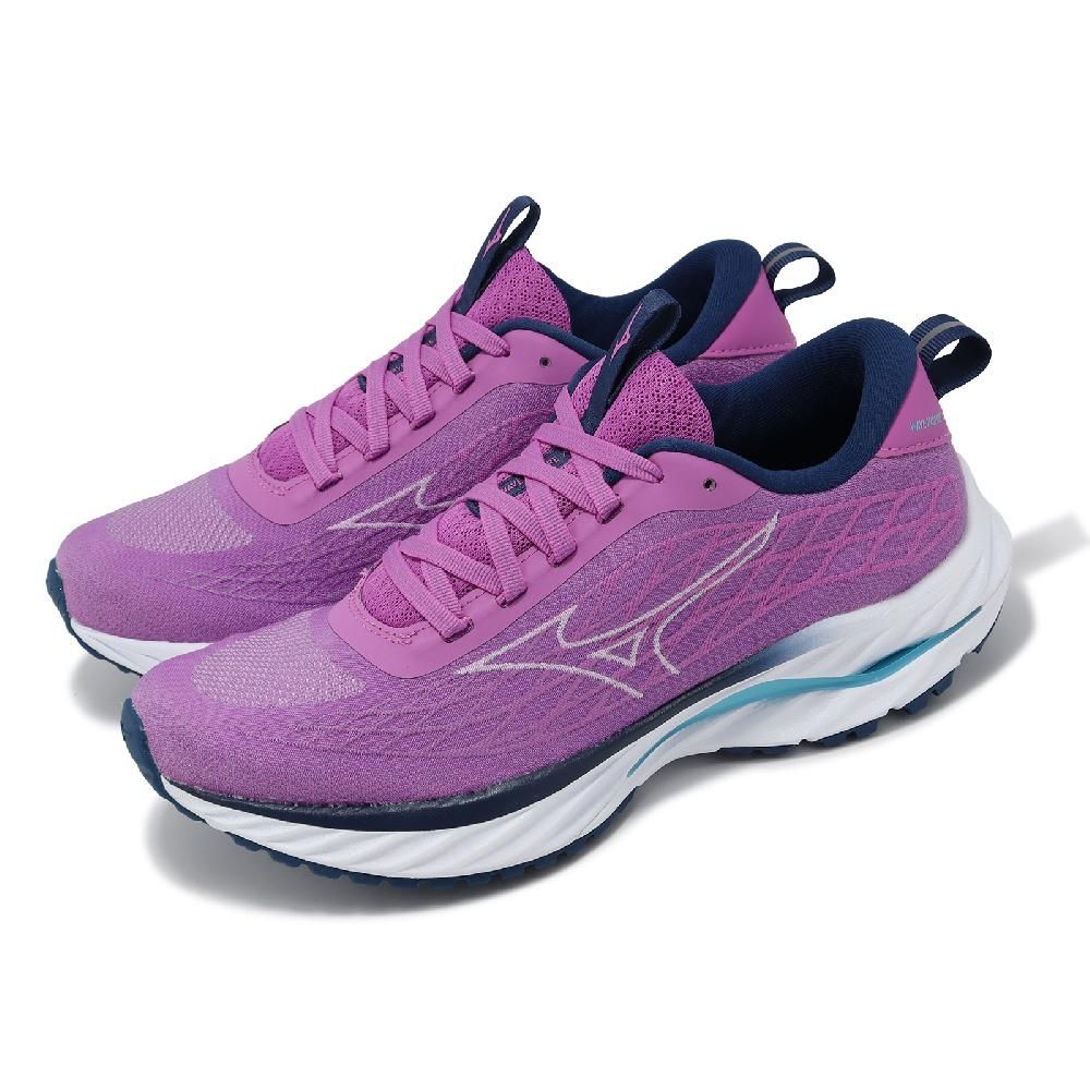 MIZUNO 美津濃   慢跑鞋 Wave Inspire 20 SSW 女鞋 紫 灰 平織 波浪片 回彈 運動鞋 J1GD2413-24