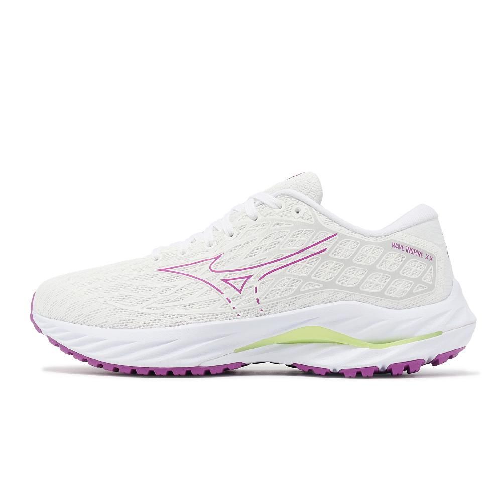 MIZUNO 美津濃   慢跑鞋 Wave Inspire 20 Super Wide 女鞋 超寬楦 白 紫 波浪片 J1GD2446-24