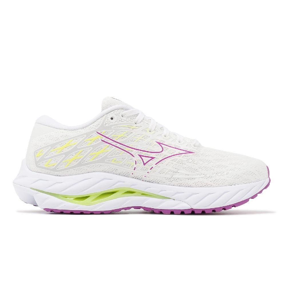 MIZUNO 美津濃   慢跑鞋 Wave Inspire 20 Super Wide 女鞋 超寬楦 白 紫 波浪片 J1GD2446-24