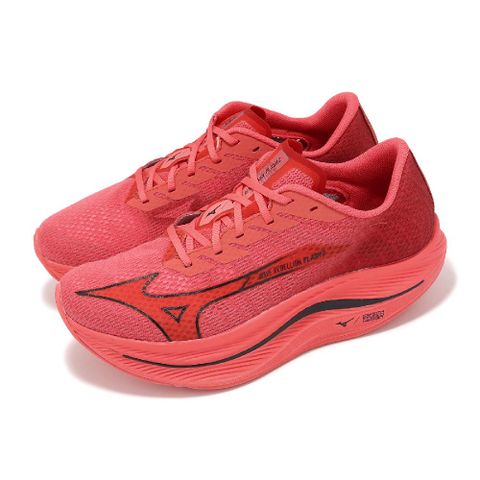 Mizuno 美津濃 競速跑鞋 Wave Rebellion Flash 2 男鞋 紅黑 雙層中底 波浪片 運動鞋 J1GC2436-01