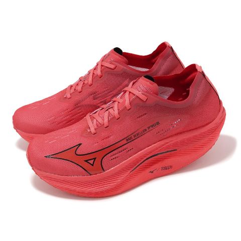 Mizuno 美津濃 競速跑鞋 Wave Rebellion PRO 2 男鞋 紅 黑 碳板 高回彈 抓地 運動鞋 U1GD2417-02