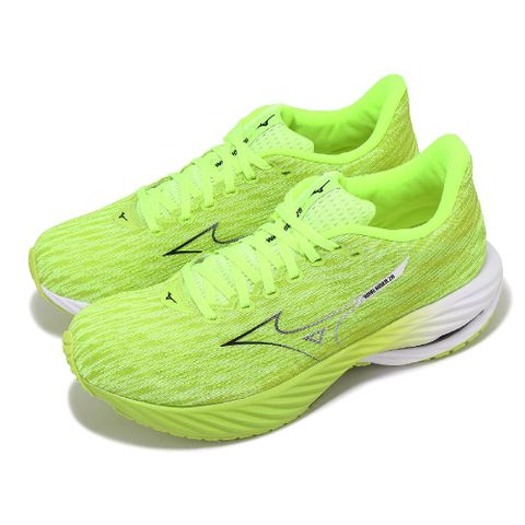 MIZUNO 美津濃 慢跑鞋 Wave Rider 28 男鞋 螢光綠 白 波浪片 支撐 運動鞋 J1GC2403-09