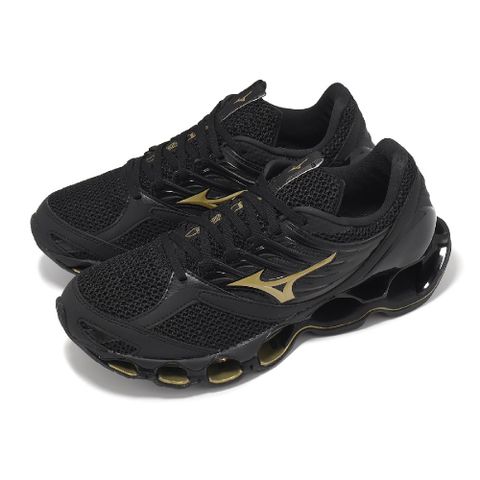 MIZUNO 美津濃 慢跑鞋 Wave Prophecy 13 S 男鞋 黑 金 緩衝 回彈 運動鞋 J1GC2449-54