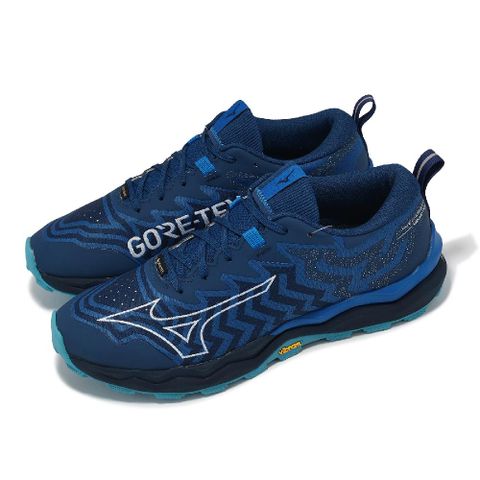 MIZUNO 美津濃 越野跑鞋 Wave Daichi 8 GTX 男鞋 藍 黑 防水 緩衝 黃金大底 運動鞋 J1GJ2456-51