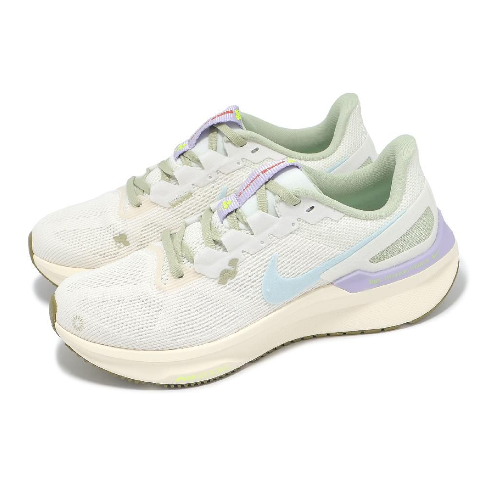 NIKE 耐吉 慢跑鞋 Wmns Air Zoom Structure 25 女鞋 米白 綠 緩衝 支撐 運動鞋 HQ3466-141