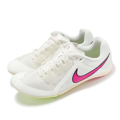 NIKE 耐吉 田徑釘鞋 Zoom Rival Multi 男鞋 米白 粉紅 螢光黃 可換釘 跳遠 跨欄 運動鞋 DC8749-101