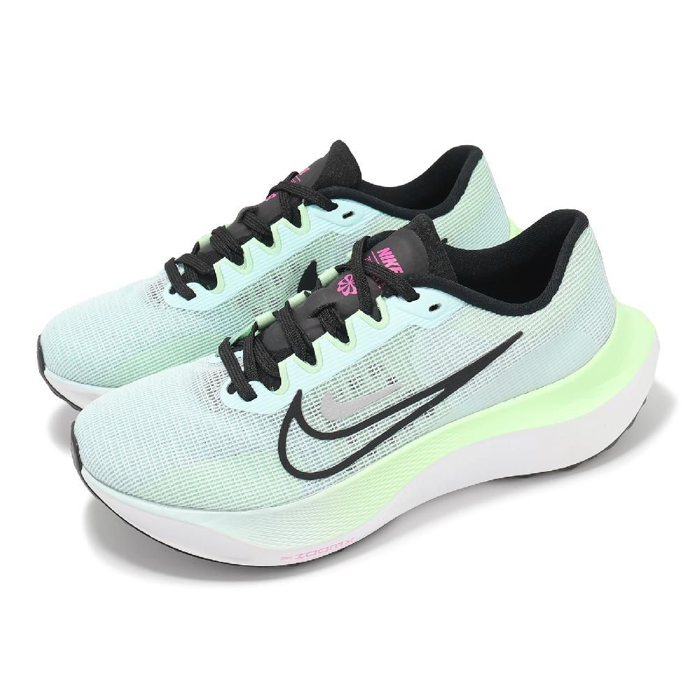 NIKE 耐吉 慢跑鞋 Wmns Zoom Fly 5 女鞋 綠 黑 輕量 回彈 厚底 運動鞋 DM8974-401