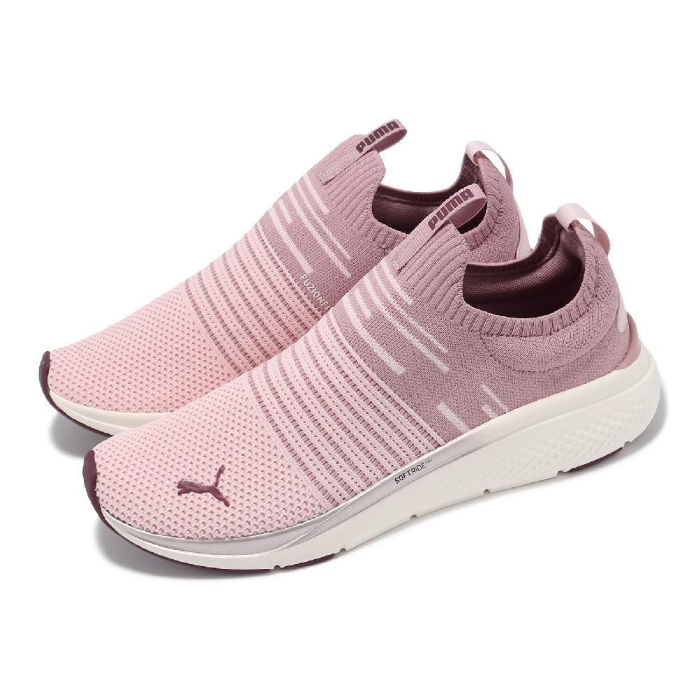 PUMA 慢跑鞋 Softride Pro Echo Slip-On 男鞋 女鞋 粉 白 襪套式 針織 緩衝 運動鞋 37869102