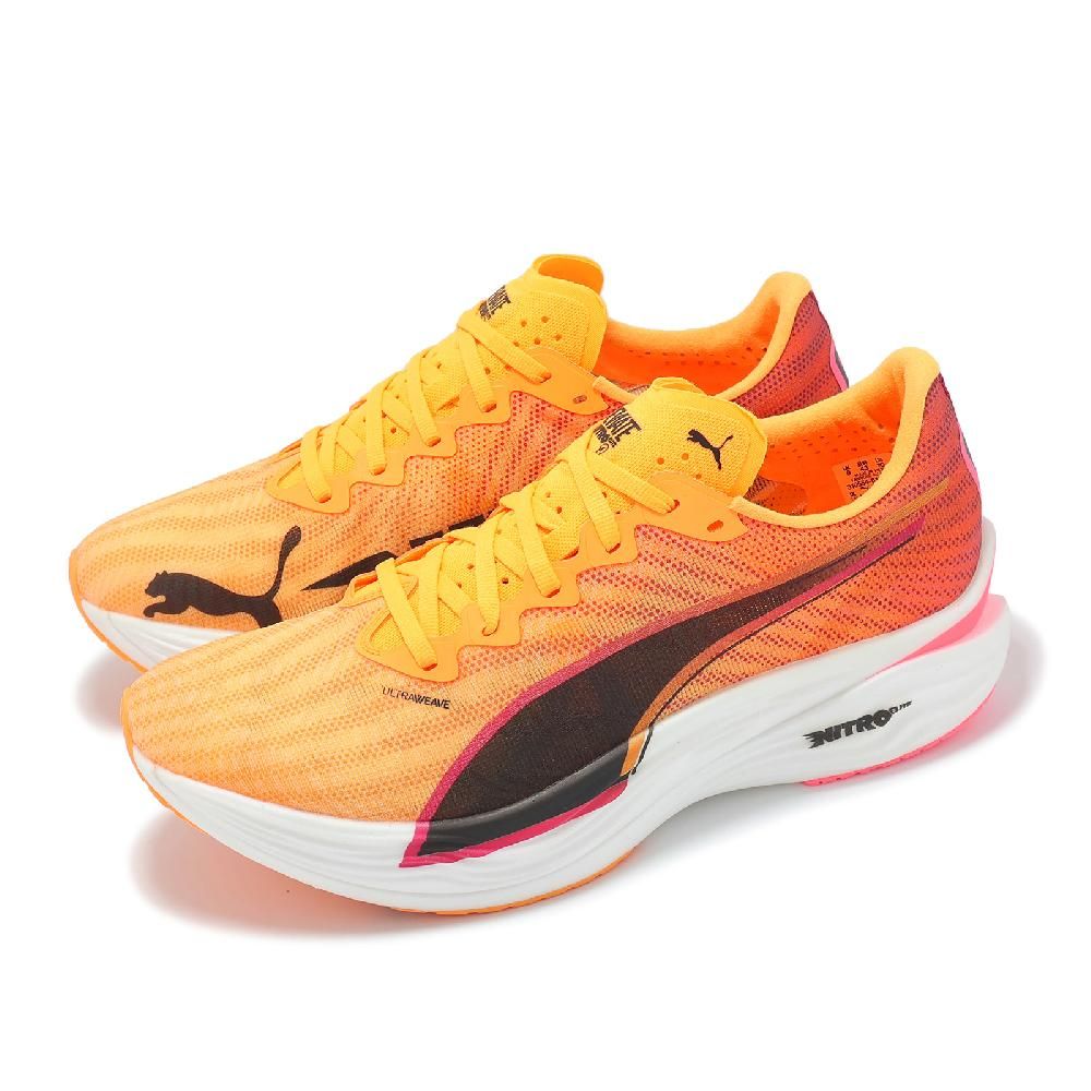 PUMA 彪馬 競速跑鞋 Deviate Nitro Elite 3 男鞋 橘黃 黑 輕量 氮氣中底 碳板 運動鞋 31055401