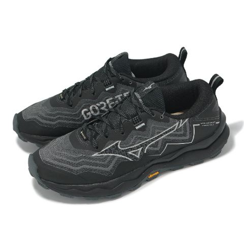 MIZUNO 美津濃 越野跑鞋 Wave Daichi 9 GTX 女鞋 黑灰 防水 緩衝 黃金大底 運動鞋 J1GK2556-21