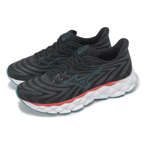 慢跑鞋 Wave Sky 8 男鞋 黑 綠 緩衝 回彈 平織 運動鞋 J1GC2402-55