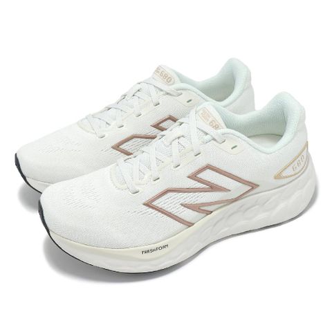 New Balance 紐巴倫 慢跑鞋 Fresh Foam 680 V8 D 女鞋 寬楦 白 玫瑰金 緩衝 針織 運動鞋 NB W680RY8-D