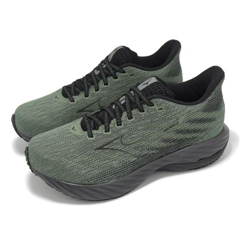 MIZUNO 美津濃 慢跑鞋 Wave Rider 28 男鞋 超寬楦 綠黑 波浪片 支撐 運動鞋 J1GC2404-59