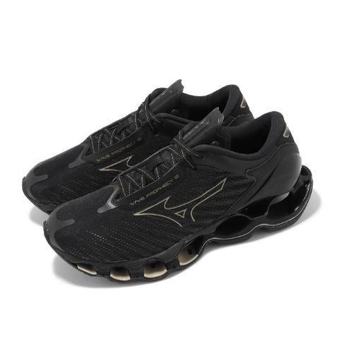 MIZUNO 美津濃 慢跑鞋 Wave Prophecy 12 男鞋 黑 緩衝 回彈 輕量 運動鞋 J1GC2383-33