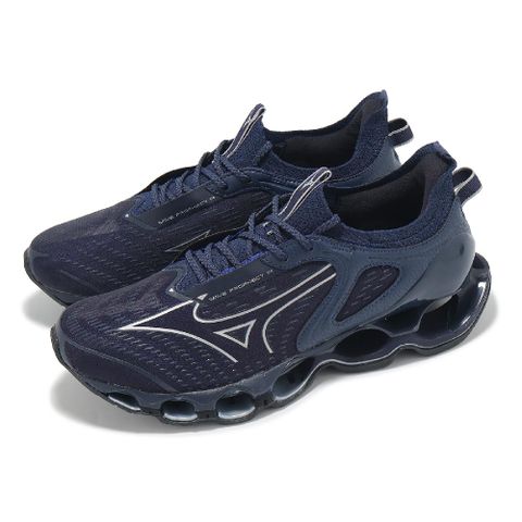 慢跑鞋 Wave Prophecy 14 男鞋 深藍 輕量 回彈 簍空 運動鞋 J1GC2500-08