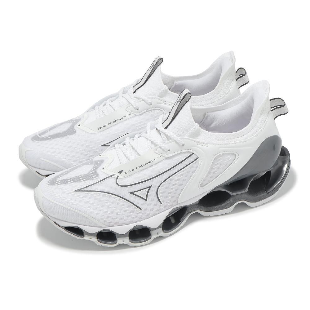 MIZUNO 美津濃 慢跑鞋 Wave Prophecy 14 男鞋 白 灰 輕量 回彈 簍空 運動鞋 J1GC2551-32