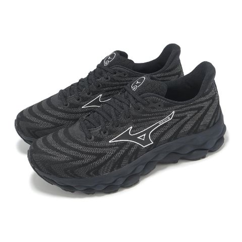 MIZUNO 美津濃 慢跑鞋 Wave Sky 8 男鞋 超寬楦 黑 白 緩衝 厚底 運動鞋 J1GC2411-57