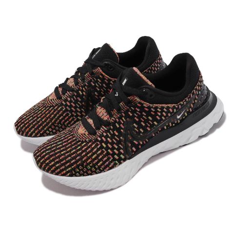 NIKE 耐吉 慢跑鞋 Wmns React Infinity Run FK 3 女鞋 黑 彩色 針織鞋面 透氣 DD3024-002