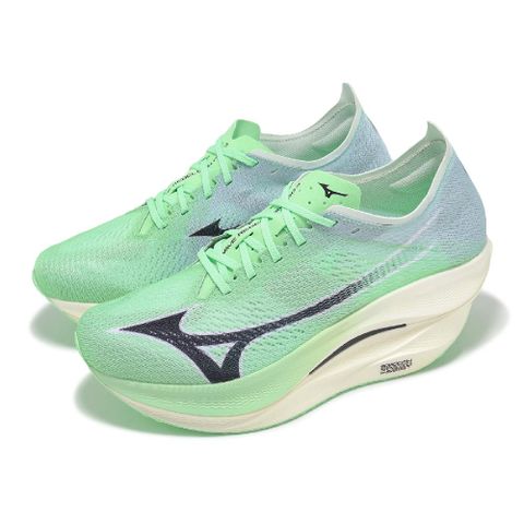 MIZUNO 美津濃 競速跑鞋 Wave Rebellion PRO 3 男鞋 綠藍 碳板 回彈 緩衝 運動鞋 U1GD2530-01