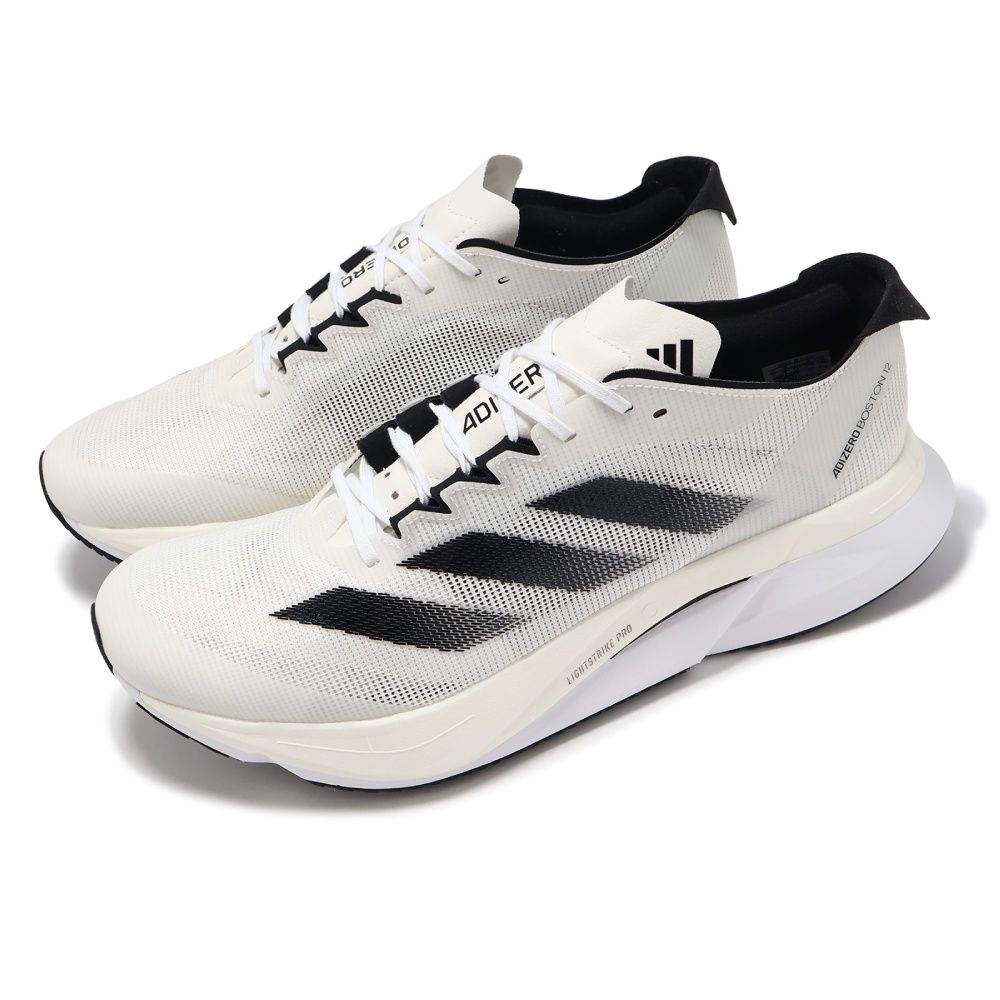 adidas 愛迪達 慢跑鞋 Adizero Boston 12 男鞋 女鞋 白 輕量 回彈 輪胎大底 運動鞋 馬拉松 單一價
