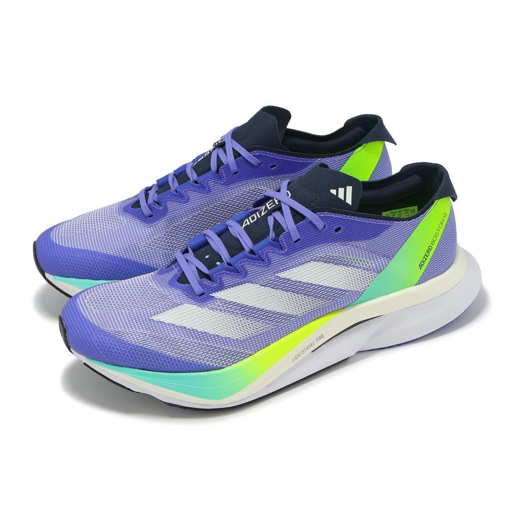 adidas 愛迪達 慢跑鞋 Adizero Boston 12 男鞋 女鞋 白 輕量 回彈 輪胎大底 運動鞋 馬拉松 單一價
