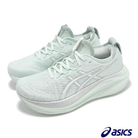 Asics 亞瑟士 慢跑鞋 GEL-Nimbus 27 女鞋 水藍 銀 緩震 厚底 亞瑟膠 運動鞋 亞瑟士 1012B753300