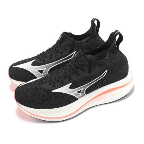 MIZUNO 美津濃 慢跑鞋 Neo Zen 男鞋 黑 白 橘 針織 襪套 緩衝 路跑 運動鞋 J1GC2586-03
