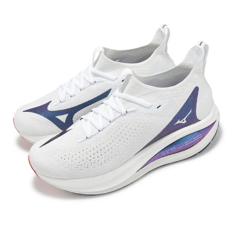 慢跑鞋 Neo Vista 2 男鞋 白 紫 厚底 回彈 波浪片 運動鞋 美津濃 J1GC2534-01