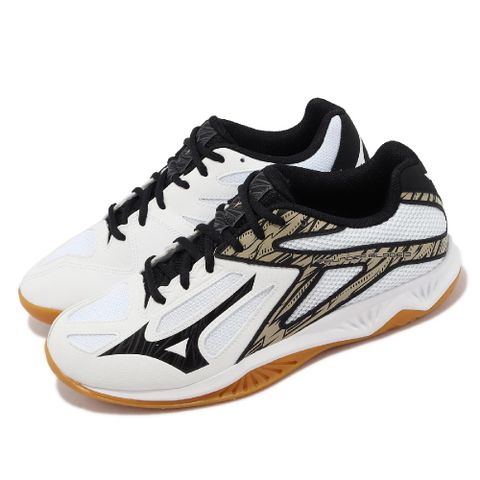 MIZUNO 美津濃 排球鞋 Thunder Blade 3 男鞋 白 黑 膠底 羽桌球 室內運動鞋  V1GA2170-09