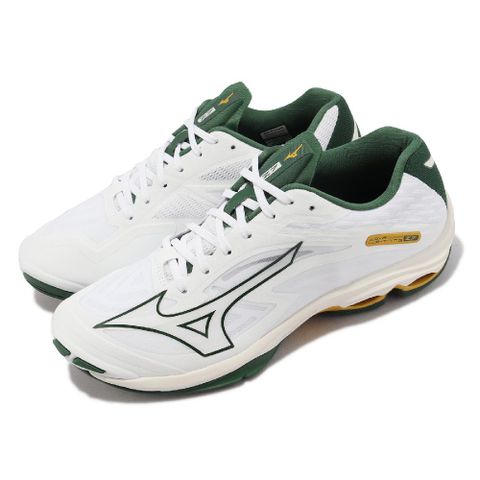 Mizuno 美津濃 排球鞋 Wave Lightning Z7 男鞋 白 綠 羽球鞋 桌球鞋 室內運動 V1GA2200-44