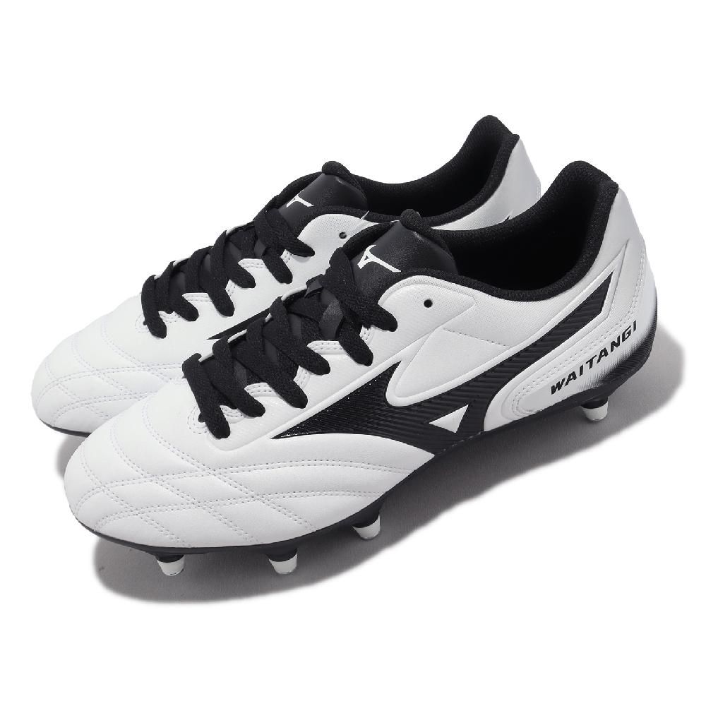 MIZUNO 美津濃   橄欖球鞋 Waitangi II CL 超寬楦 白 黑 男鞋 足球鞋 釘鞋 R1GA2001-09