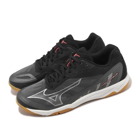Mizuno 美津濃 排球鞋 Fly 男鞋 黑 白 緩衝 輕量 羽桌球 室內運動 V1GA2330-01